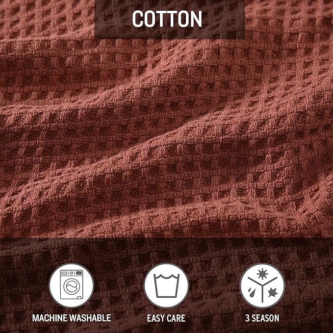 Eddie Bauer Blanket Soft Waffle Weave Bedding, Medium Weight Bedroom Decor, Softens Every Wash, Queen, Orange
