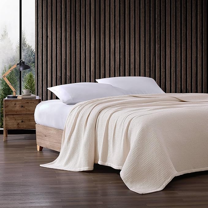 Eddie Bauer Blanket Soft Waffle Weave Bedding, Medium Weight Bedroom Decor, Softens Every Wash, King, White