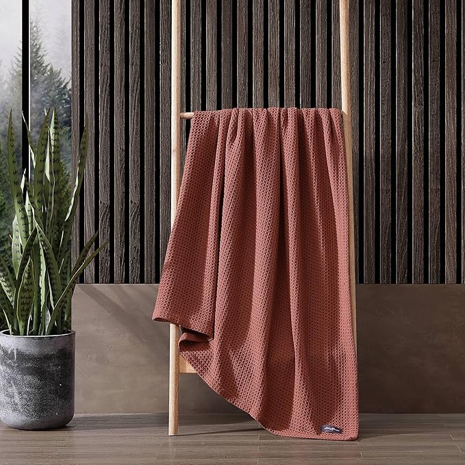 Eddie Bauer Blanket Soft Waffle Weave Bedding, Medium Weight Bedroom Decor, Softens Every Wash, Queen, Orange