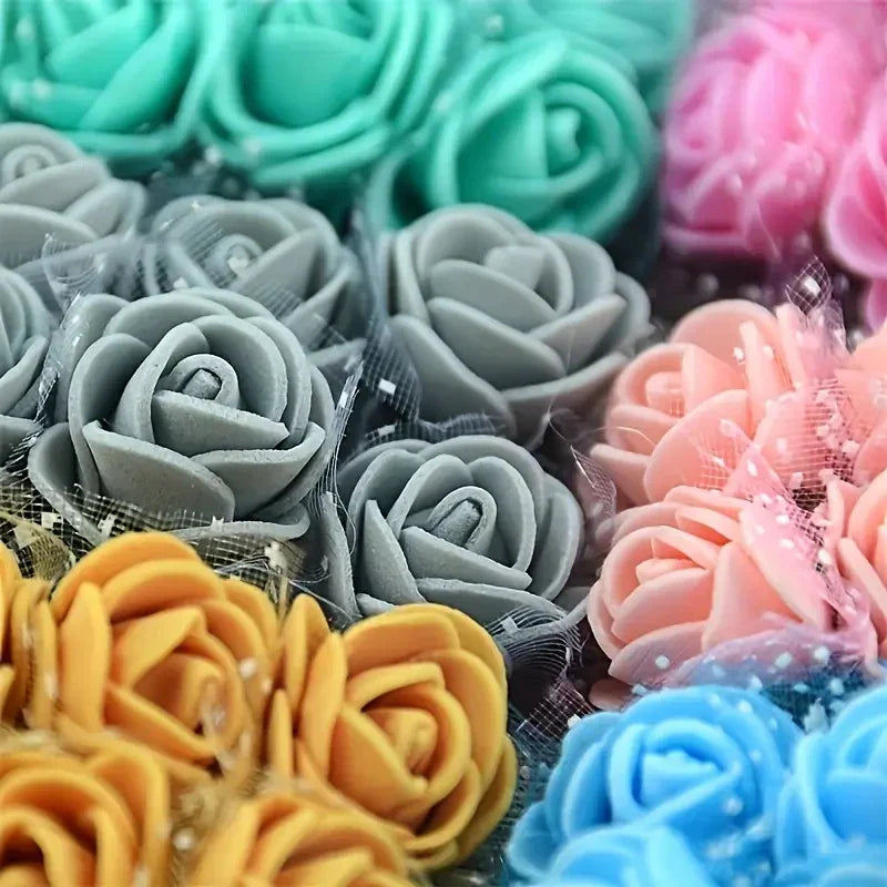 144pcs Mini Red Foam Rose Heads