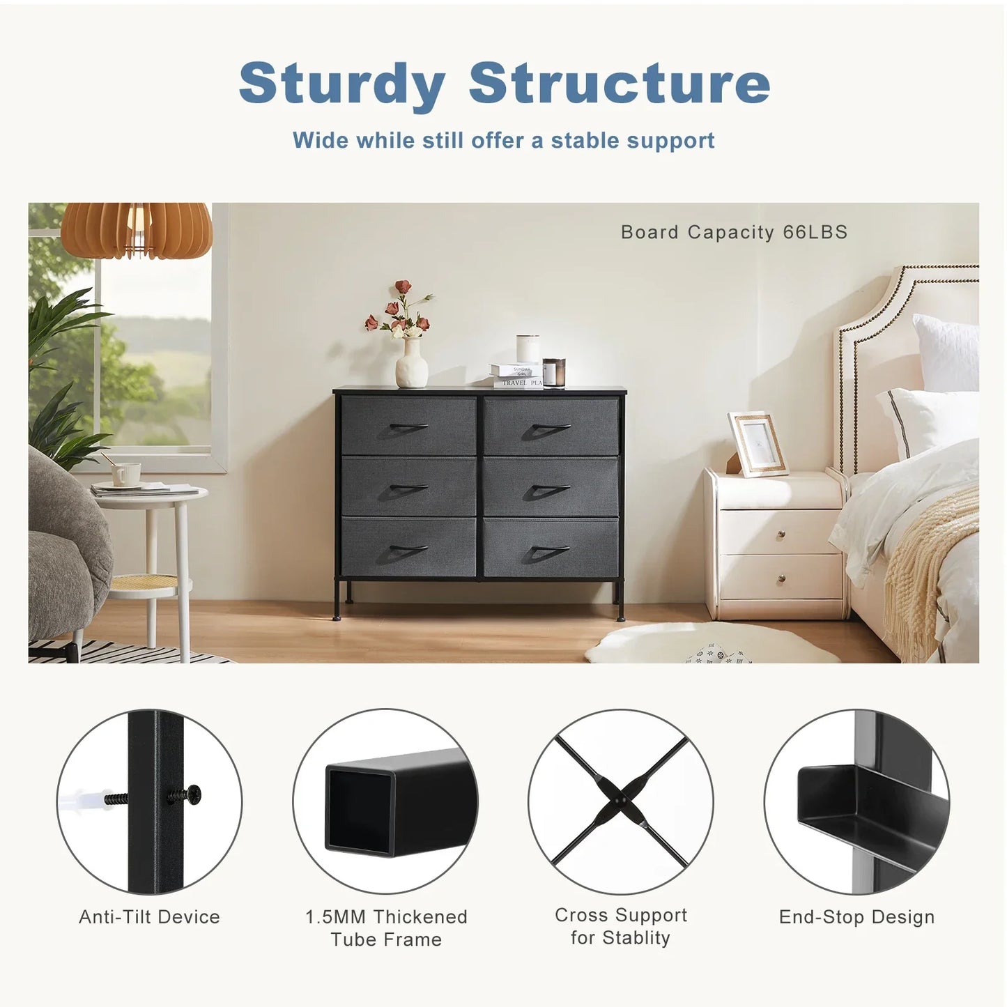 JHK Fabric Nightstand for Bedroom