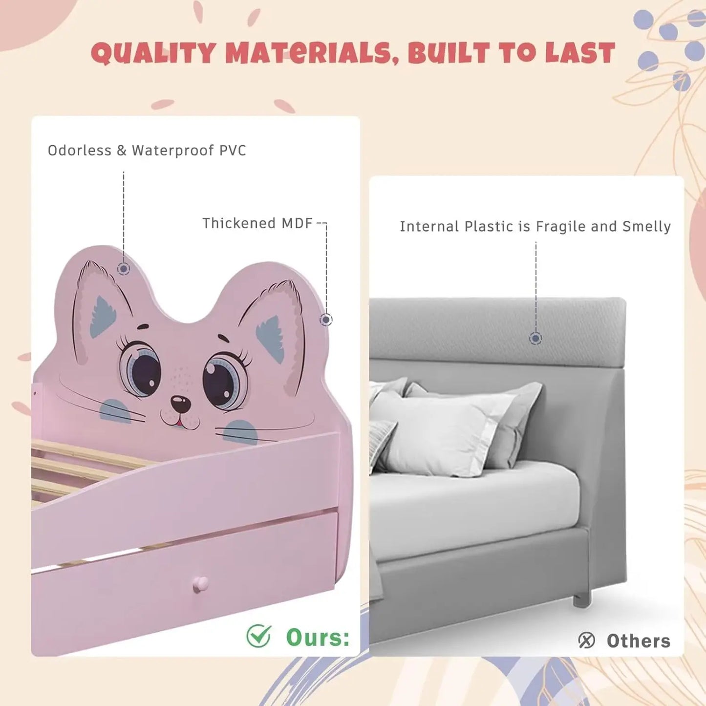 Twin Cat-Shaped Bed with Trundle