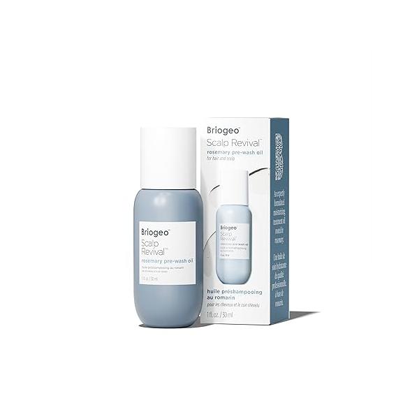 Briogeo Scalp Revival Rosemary Pre-Wash Oil, Hair and Scalp, Dry Treatment for Stronger Longer Hair, Soothe Lipids Vitamins, Deep Moisture, Vegan, Cruelty-Free