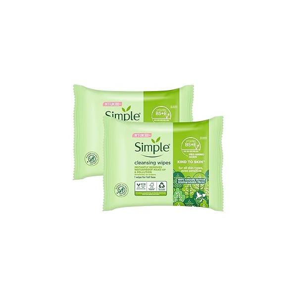 Simple Cleansing Facial Wipes 25 Count (Pack of 3)