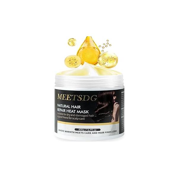 Hair Treatment Deep Repair Conditioning Argan Oil Collagen Mask Essence, Self-Heating for Dry Damaged All Types - 16.9oz (500g)