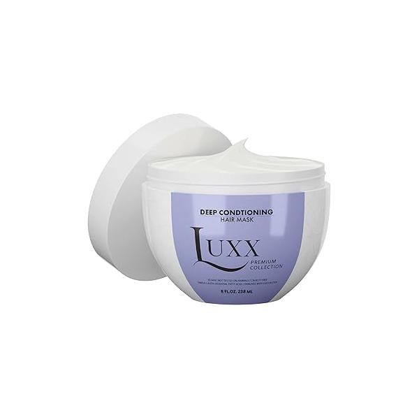 Luxx Deep Conditioning Hair Mask | Shea Butter & Argan Oil Vegan Moisturizing for Dry Damaged Hair| Combats Frizz Restores Moisture Paraben Sulfate-Free (8 Fl. Oz), Clear